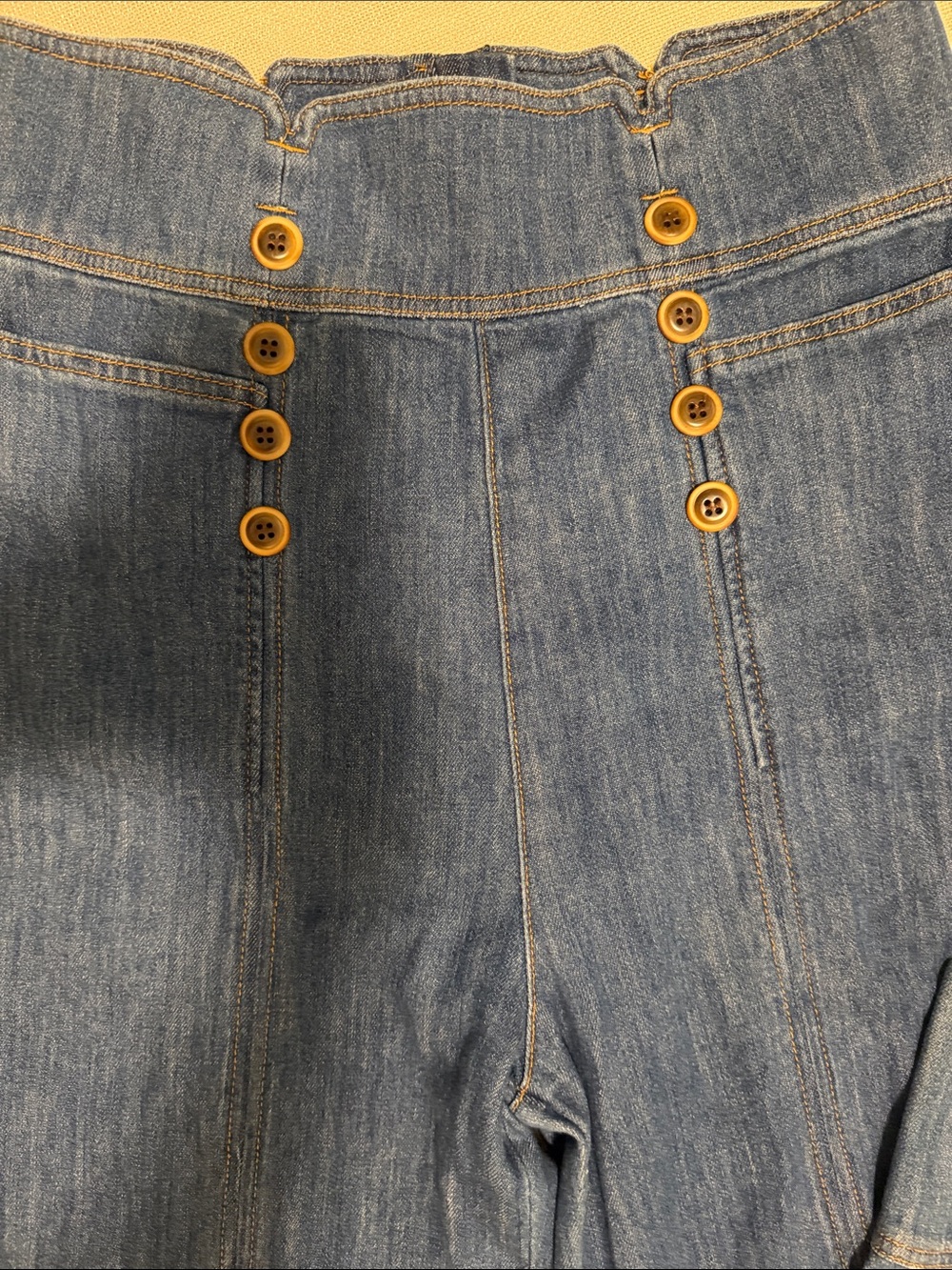 Pilcro Anthropologie Dark Blue Wide-Leg High-Rise Jeans with Button Detail - Picture 5 of 8